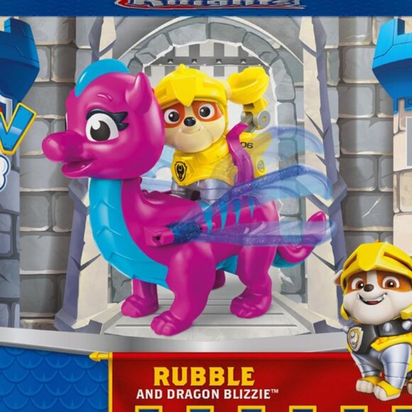 Paw Patrol, Rescue Knights Rubble and Dragon Blizzie Action Figures Set - Picture 2 of 3